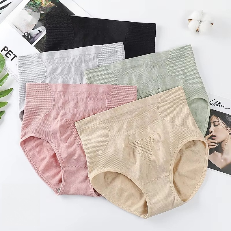 High Waist Briefs Striped Control Bikini Large Size 3PCS Seamless Sexy Women Thongs Shorts Sexy Underwear Bodyshaper Slimming High Waist Seamless Pant