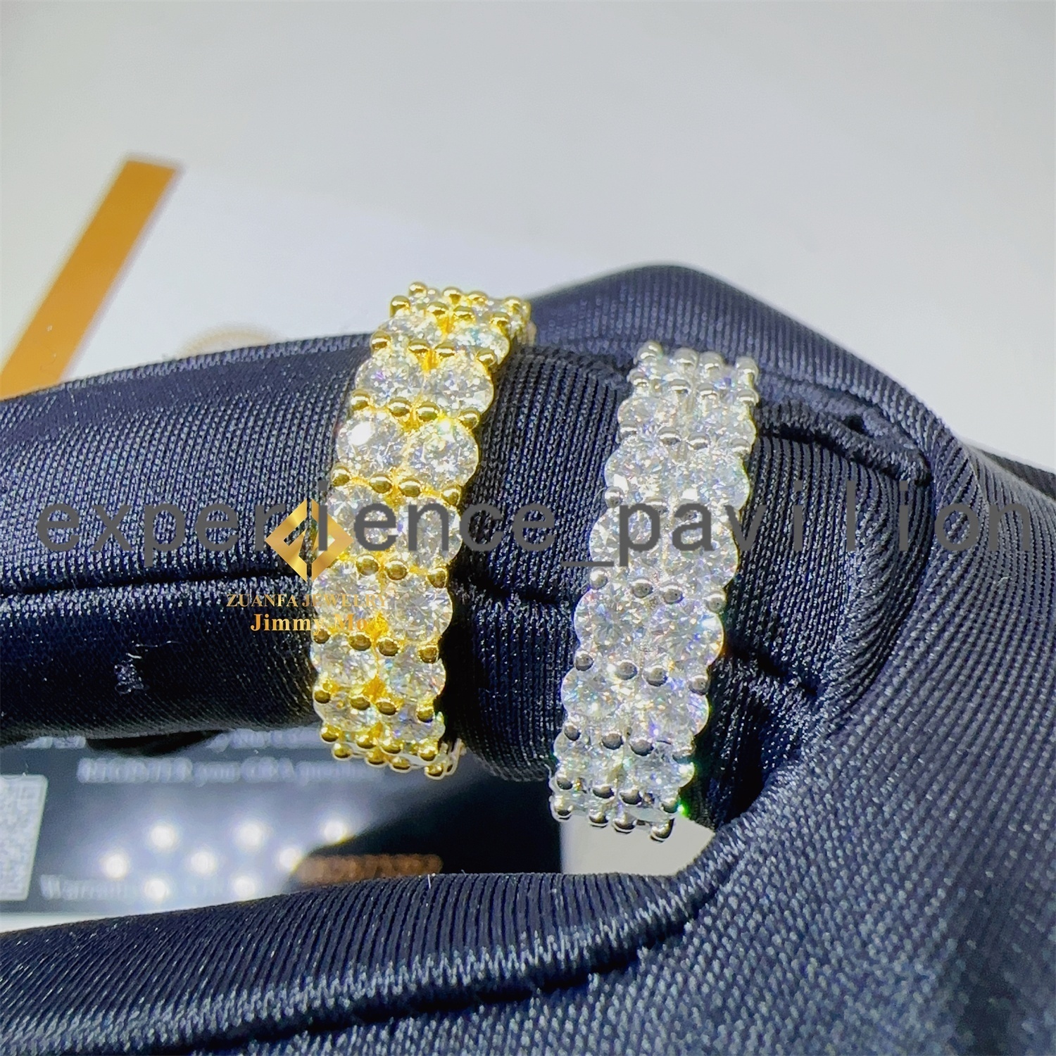 6mm Width Two Rows Diamond Silver 925 Rings Fine Jewelry Fashion Iced Out Vvs Moissanite Diamond Band Ring