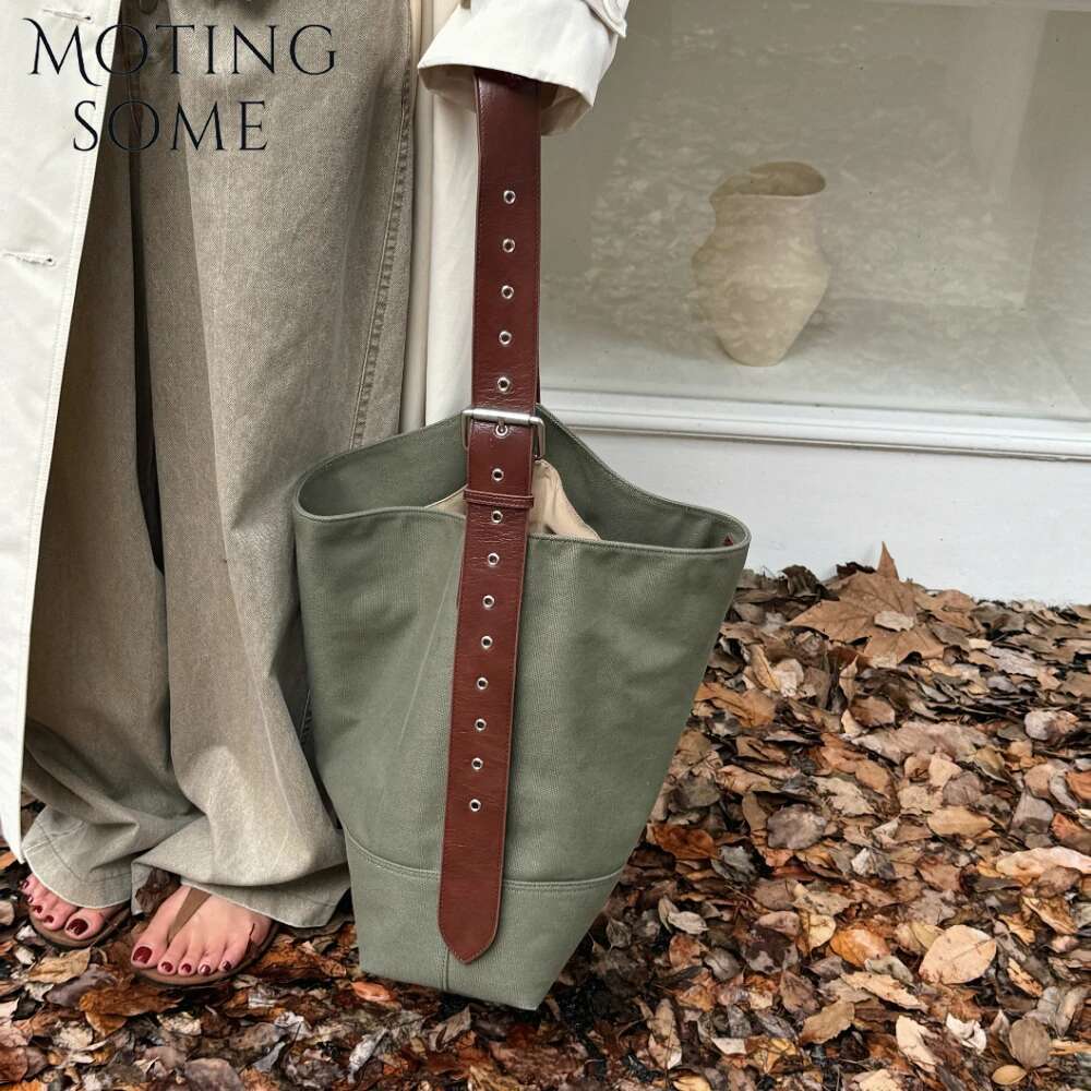 Motingsome Spring Series High Quality Canvas Tote Bag Retro Design Shoulder Handbag Large Capacity Casual Daily Bucket 2025 New
