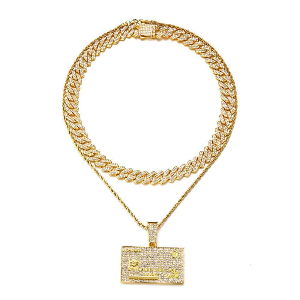 Heavy duty minimalist Vvs Moissanite big hip-hop ice cold credit card pendant sier Cuban chain necklace