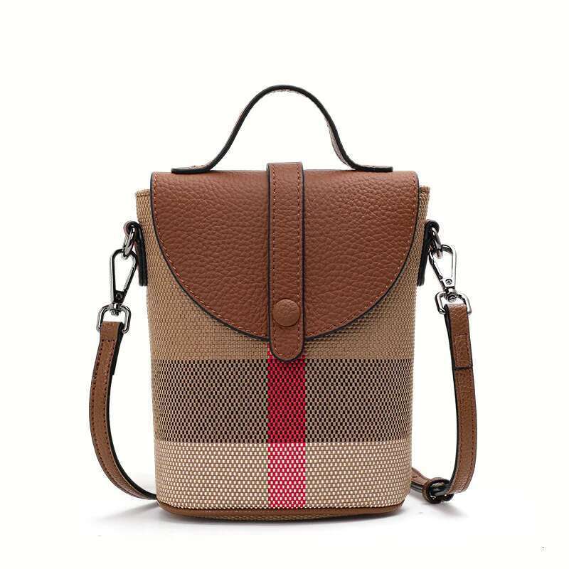 Aidrani Fashionable Women's Mini Plaid Single Shoulder Crossbody Bag, Canvas Patchwork Cowhide Portable Small Bag