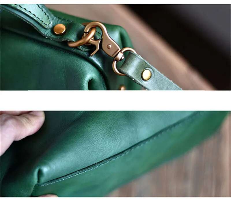 Designer Genuine Leather Ladies Small Green Shoulder Crossbody Bag Vintage Casual Natural Real Cowhide Women's Mini Cute Handbag