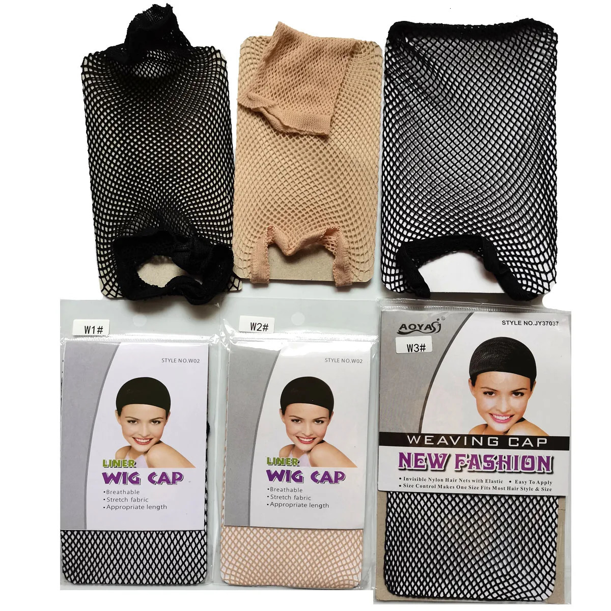 2PCS Black/Skin Color Mesh Net Wig Caps Liner Weaving Caps for Wigs Elastic Hair Net Open or Close End Fishnet Wig Caps Average 250513