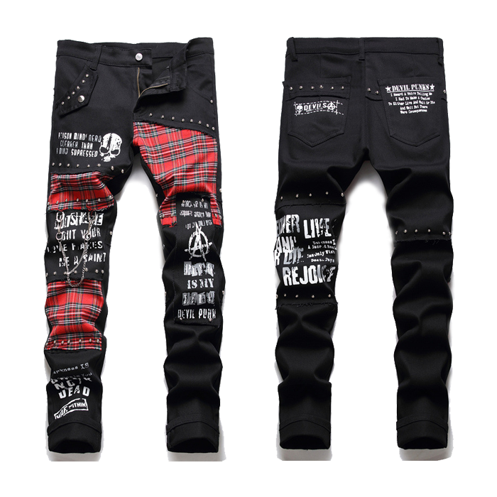 Men's Jeans Korean Embroidered Medium Waist Slim Fit Elastic Denim Pants Fashionable Achieve Slimming Effect 2025