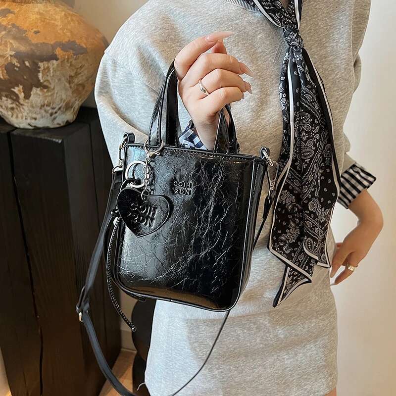 Crocodile-Emed Handbag, Structured Top Handle Bag With Detachable Shoulder Strap & Lock Closure
