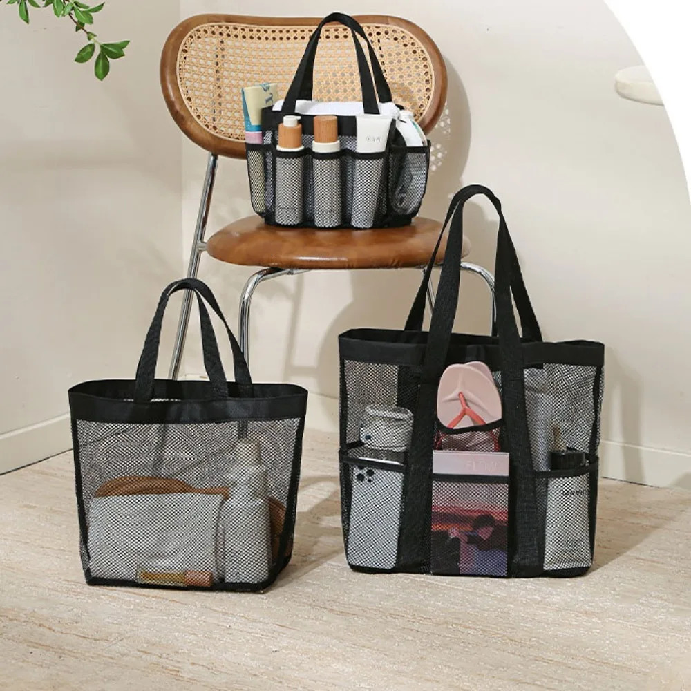 Large Beach Capacity Wash Bag Sale Breathable Portable Cosmetic Bag Foldable Mesh Wash Bag Swimming Storage Bag Beach 250515