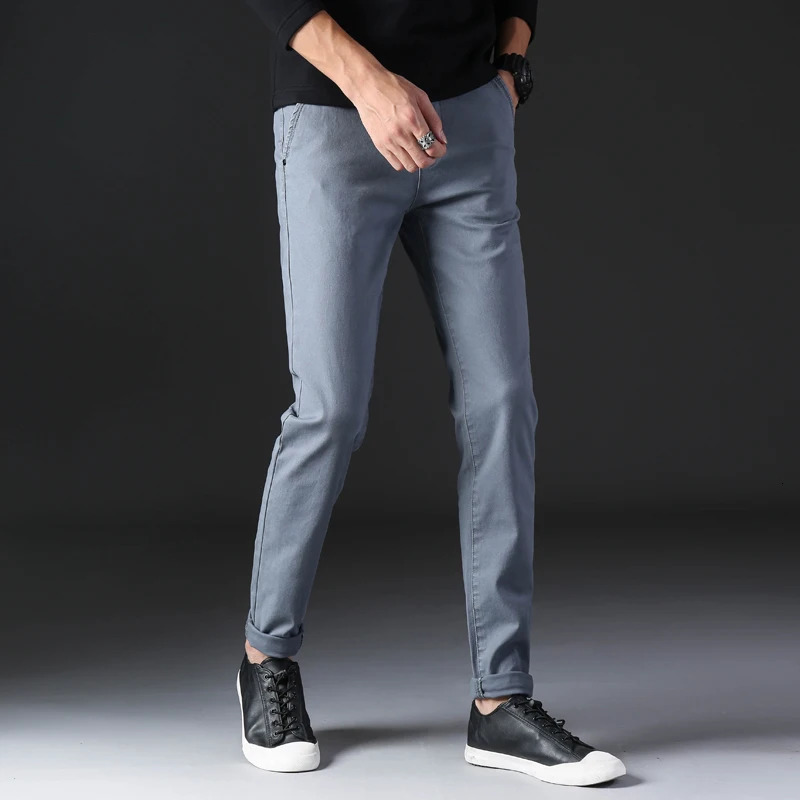 KSTUN Spring Summer Casual Pants Men Cotton Slim Fit Chinos Fashion Trousers Male Clothing Basic Mens 250515