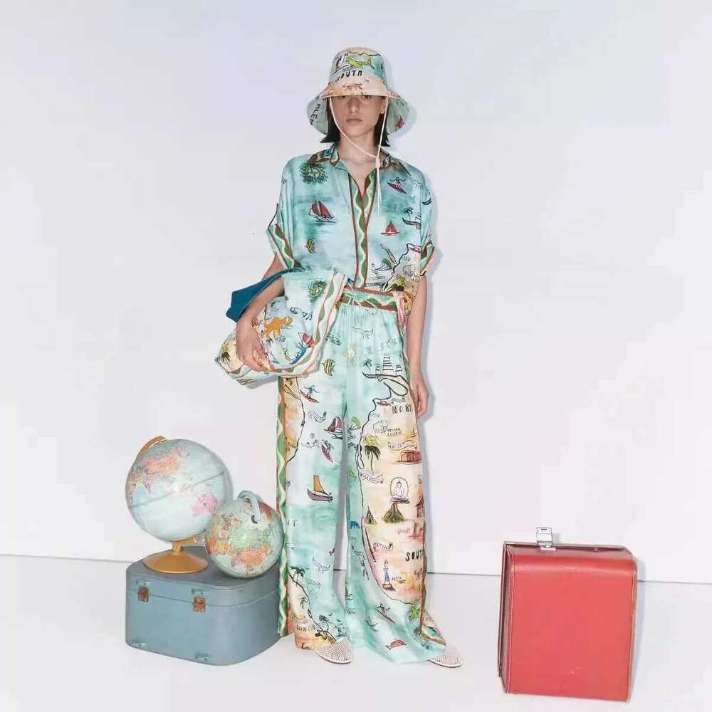 Casual Printed Short Sleeve Holiday Rope-Binding Women's Fashionable Independent Station Cross-Border Skirt And Top Set
