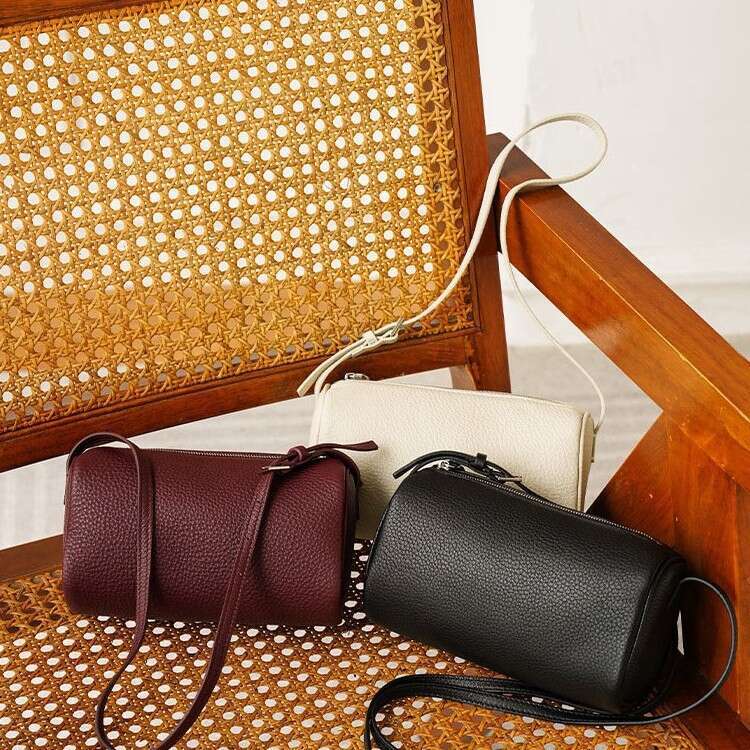 Tote Bag New Pencil Case With Top Layer High End Cylindrical Bag Women S Leather Handbag Crossbody KQ