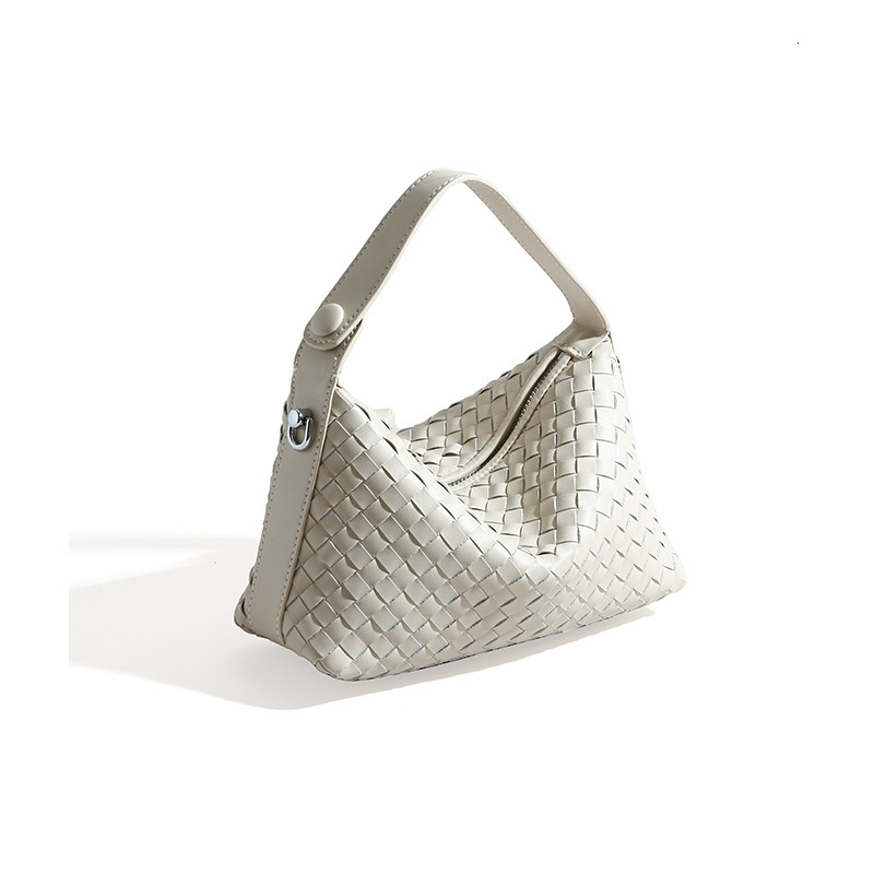 New minimalist women's commuting single shoulder large capacity hand-held woven bag solid color designer dumpling bag diamond grid woven bag vers