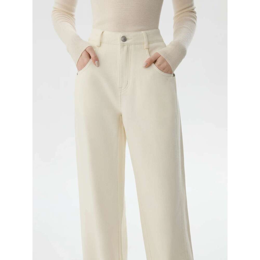 FSLE Straight Leg Jeans For In Autumn And Winter 2024 New Slim Versatile Casual Loose Women Pants 24Fs14495 Designer