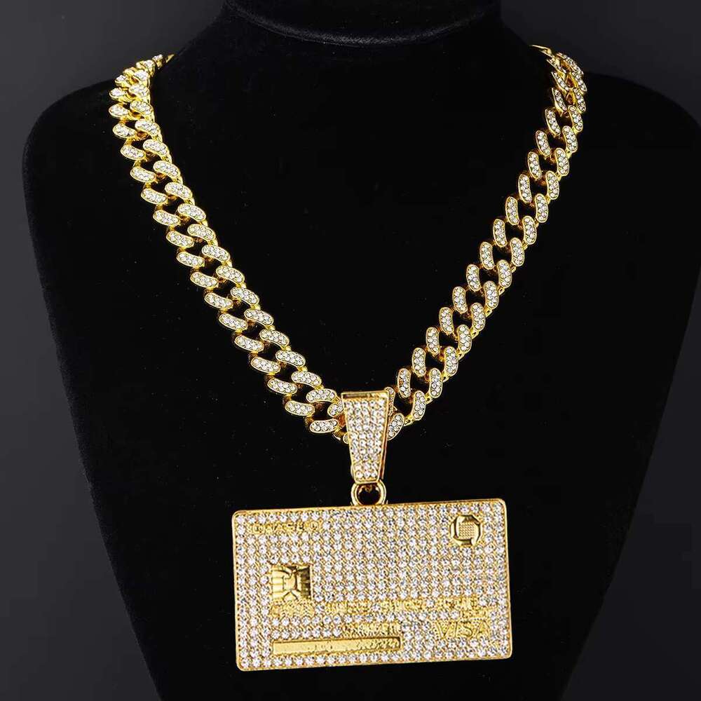 Heavy duty minimalist Vvs Moissanite big hip-hop ice cold credit card pendant sier Cuban chain necklace