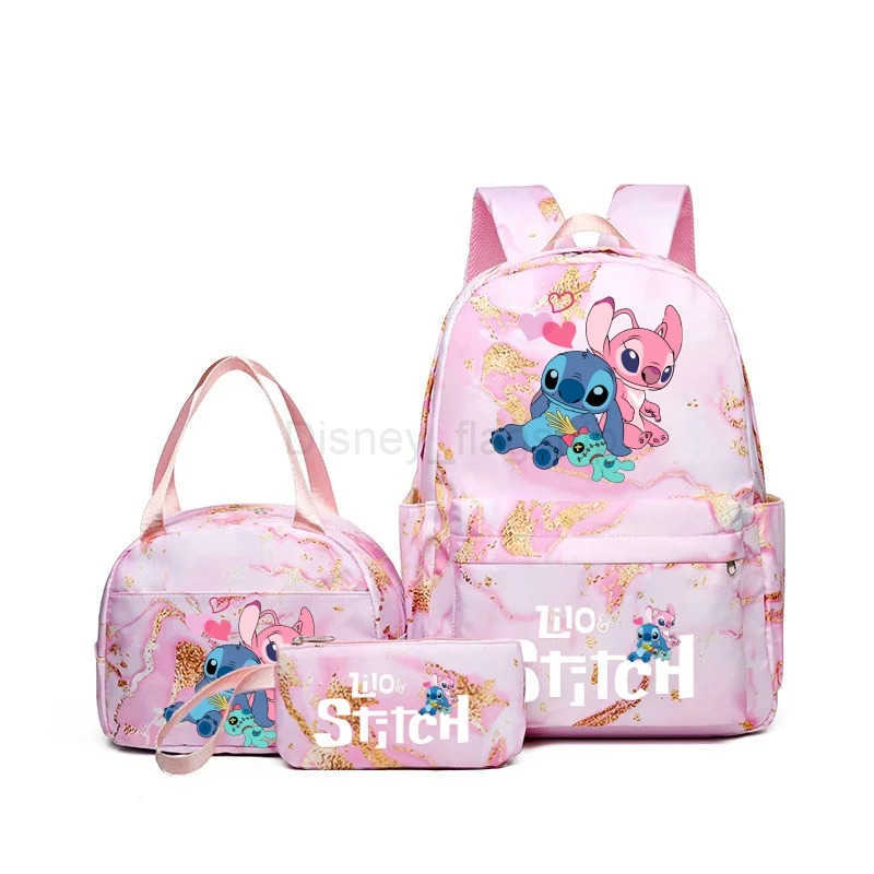 Disney 3pcs Lilo Stitch Anime Backpack Set With Lunch Bag And Pencil Bag Large Capacity Lightweight And Breathable Outdoor KnapsackXJ250515