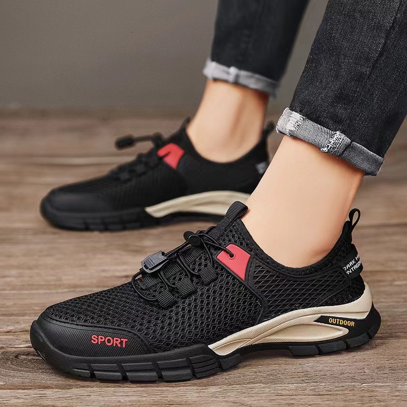 Summer mesh 2025 new breathable casual plus size men's upstream outdoor sports hiking shoes