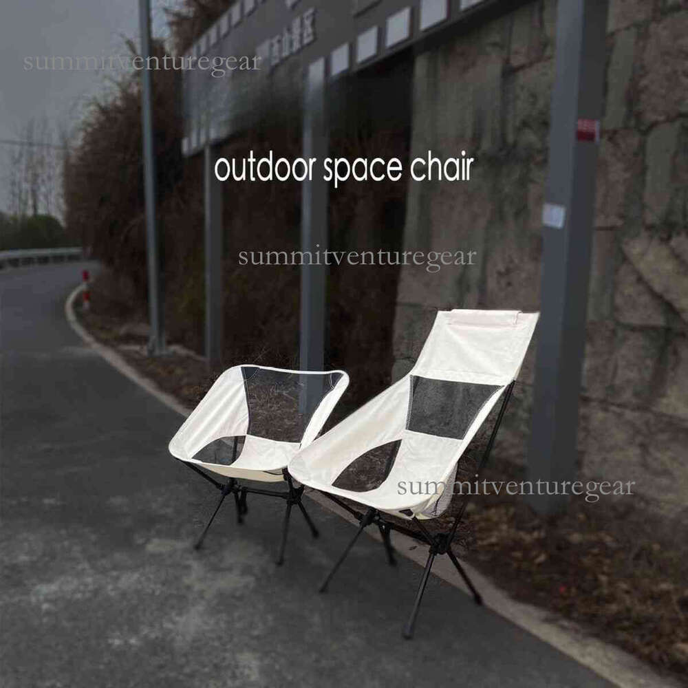 Outdoor breathable moon lightweight portable space folding chair with backrest, fishing beach camping chair, high back