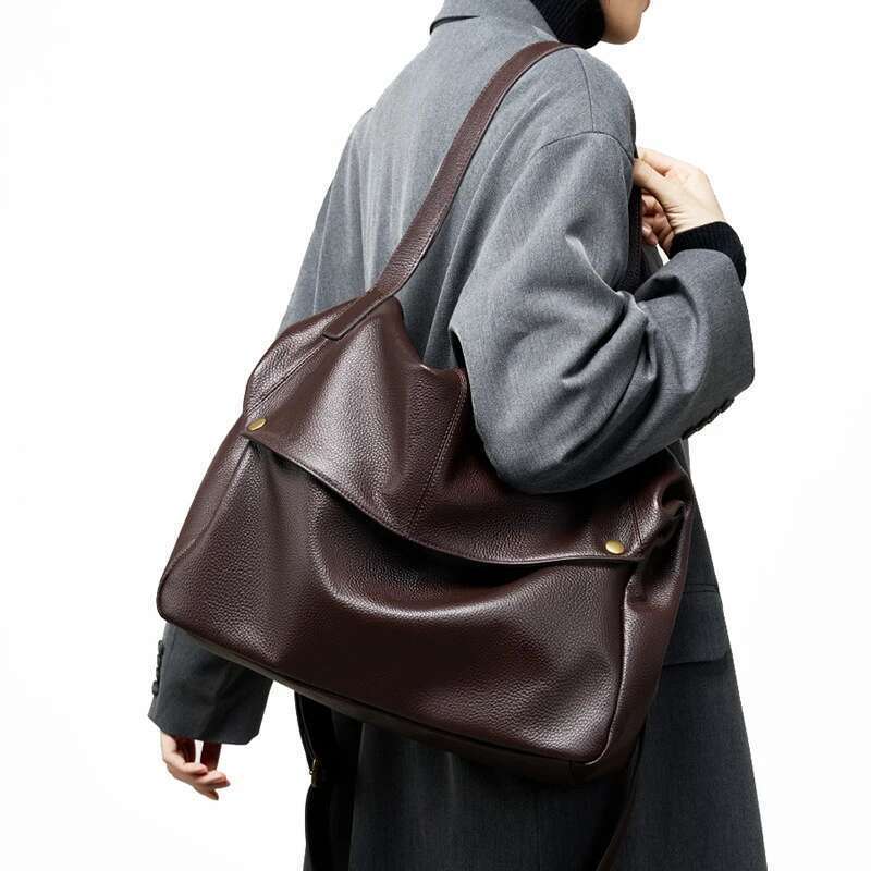 2025 New Large Capacity Women's Shoulder Bag Genuine Leather Tote Casual Handbag for University Students And Commuters Crossbody