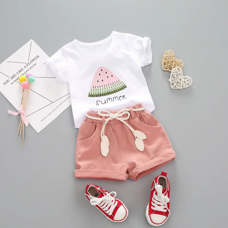 Summer Baby Clothes Set Children Girls Cute T-Shirt Shorts 2Pcs/Sets Infant Casual Outfits Toddler Clothing Kids Tracksuits 250515