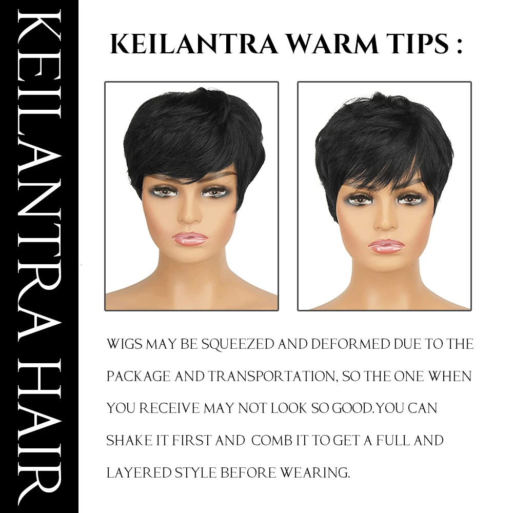 Short Pixie Cut Wig Human Hair For Black Women Machine Made Wigs With Bangs Short Wig Human Hair Wigs 250512