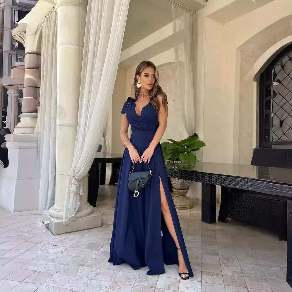 White Dress Maxi Dress Women's Clothing Summer Solid Color Extended Evening Dress KQ