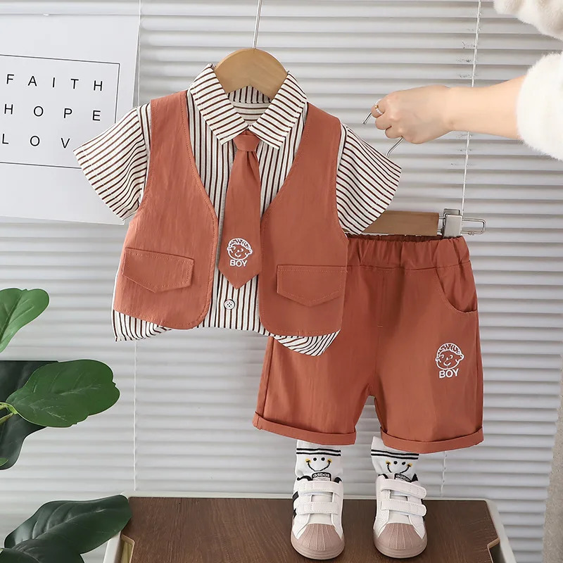 Summer Baby Boys Clothes Suit Children Cotton Casual T-Shirt Shorts 2Pcs/Sets Toddler Costume Infant Outfits Kids Tracksuits 250515