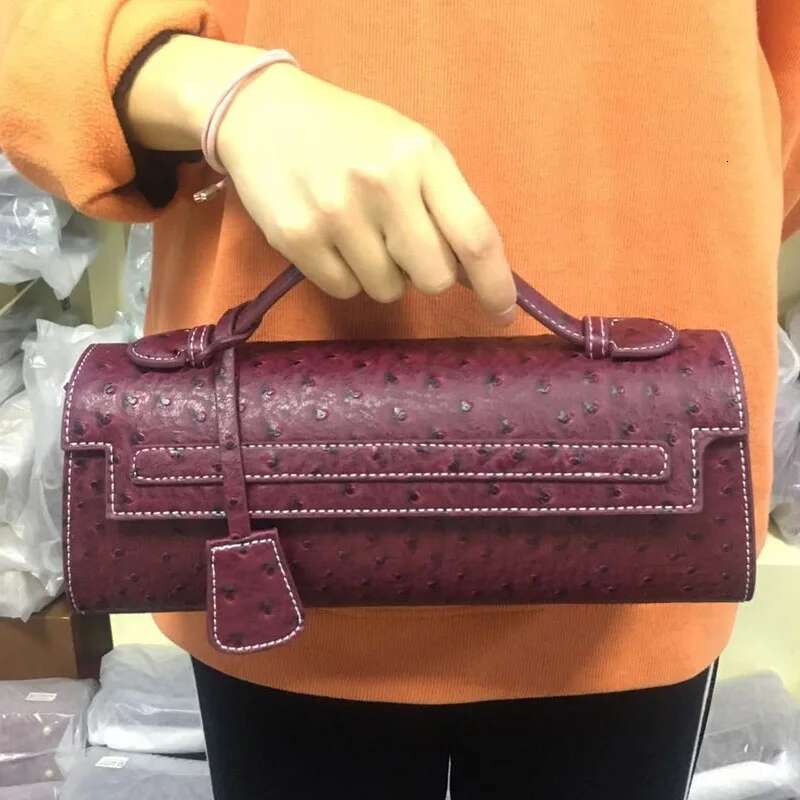Classic Elegant Ostrich Women Clutch Python Handbags Ladies Fashion Tote Purse Female Messenger Shoulder Bag