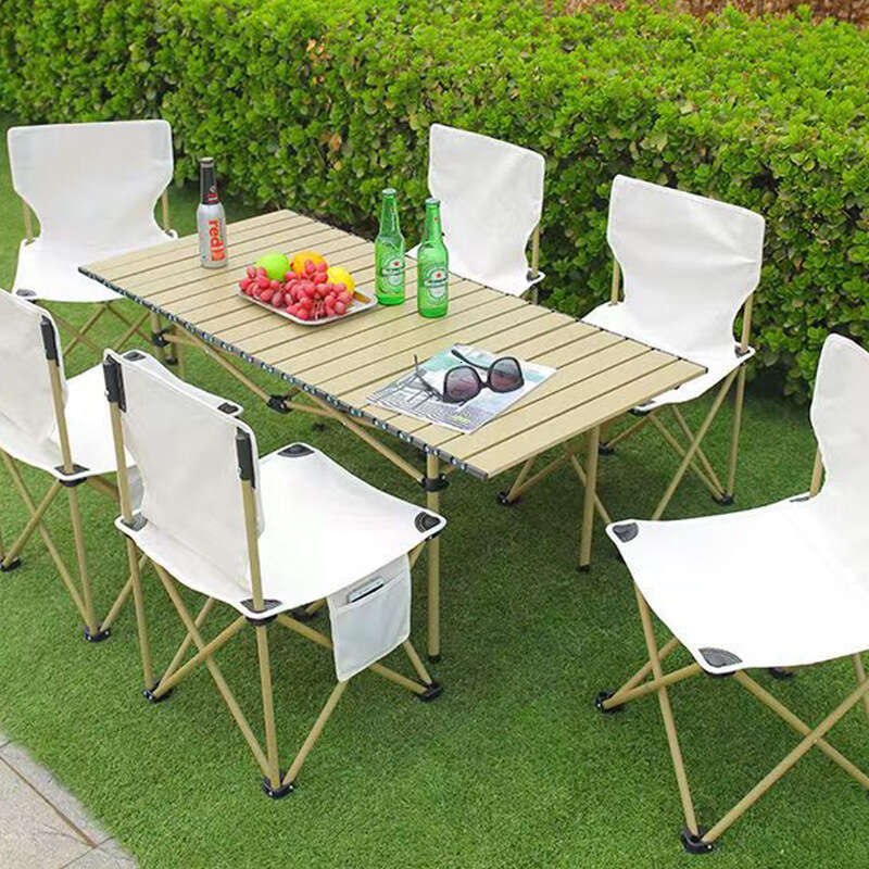 A complete set of outdoor tables chairs, thick sturdy, portable for camping, picnicking, household stalls, and Mazza chairs