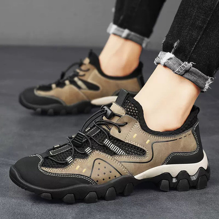 2025 Summer Breathable Stitching Casual Men's Mountaineering Hiking Mesh Shoes