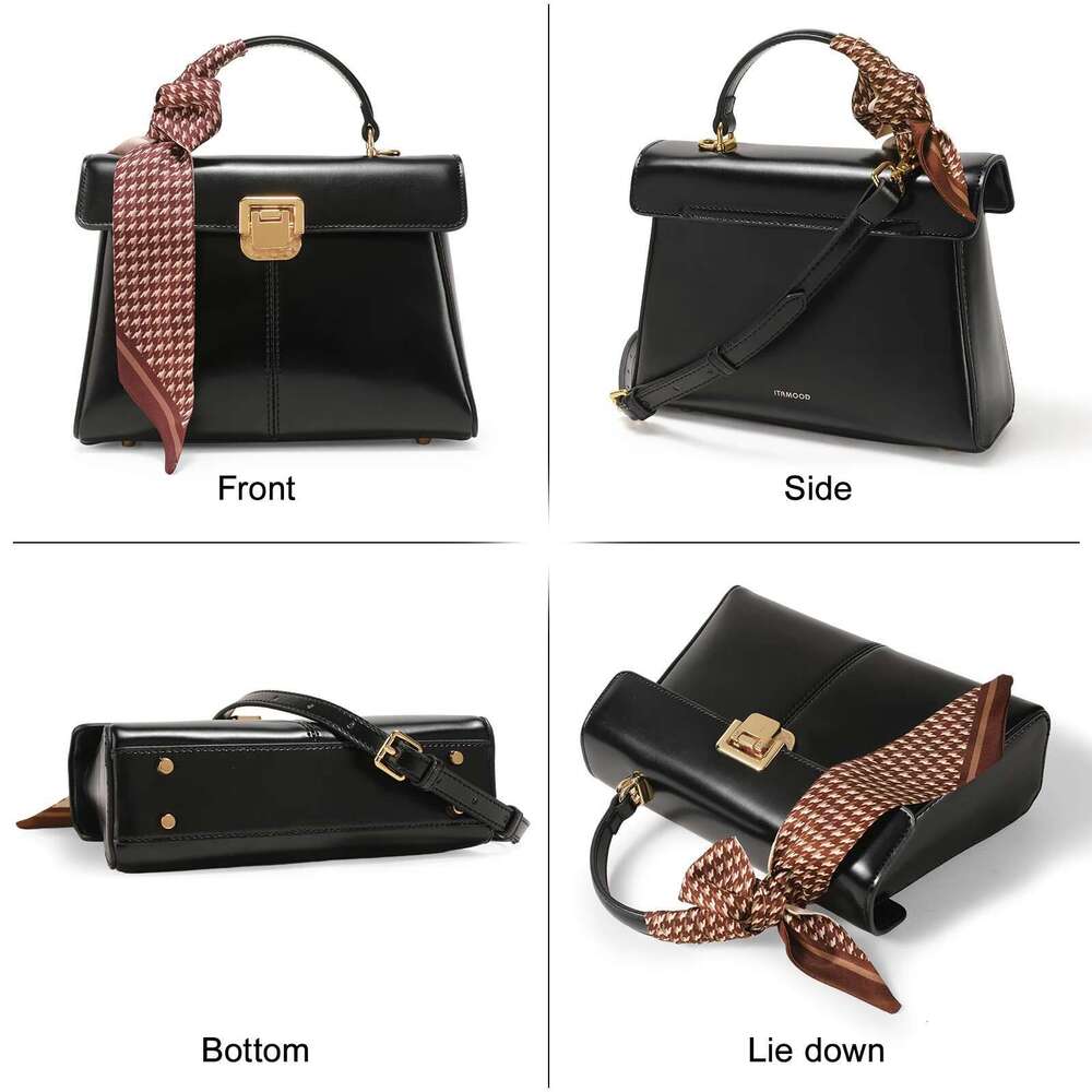 ITAMOOD Genuine Leather Branded Women's Handbag Fashionable And Versatile Crossbody Bag With Scarf Decor