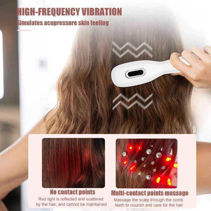 Medication dispenser EMS micro current red blue light electric hair scalp massage liquid guide comb