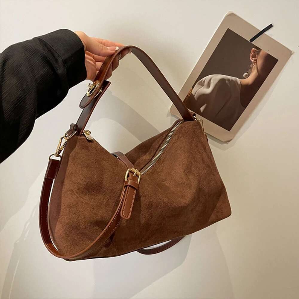 Zipper Faux Suede Pillow Shoulder And Crossbody Bags Simple Solid High Quality Handbags For Women 2024 Fashion Classic Versatile