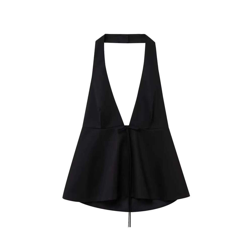 UNIZERA women's with bow decoration hanging neck collar and backless suspender style summer new vest top