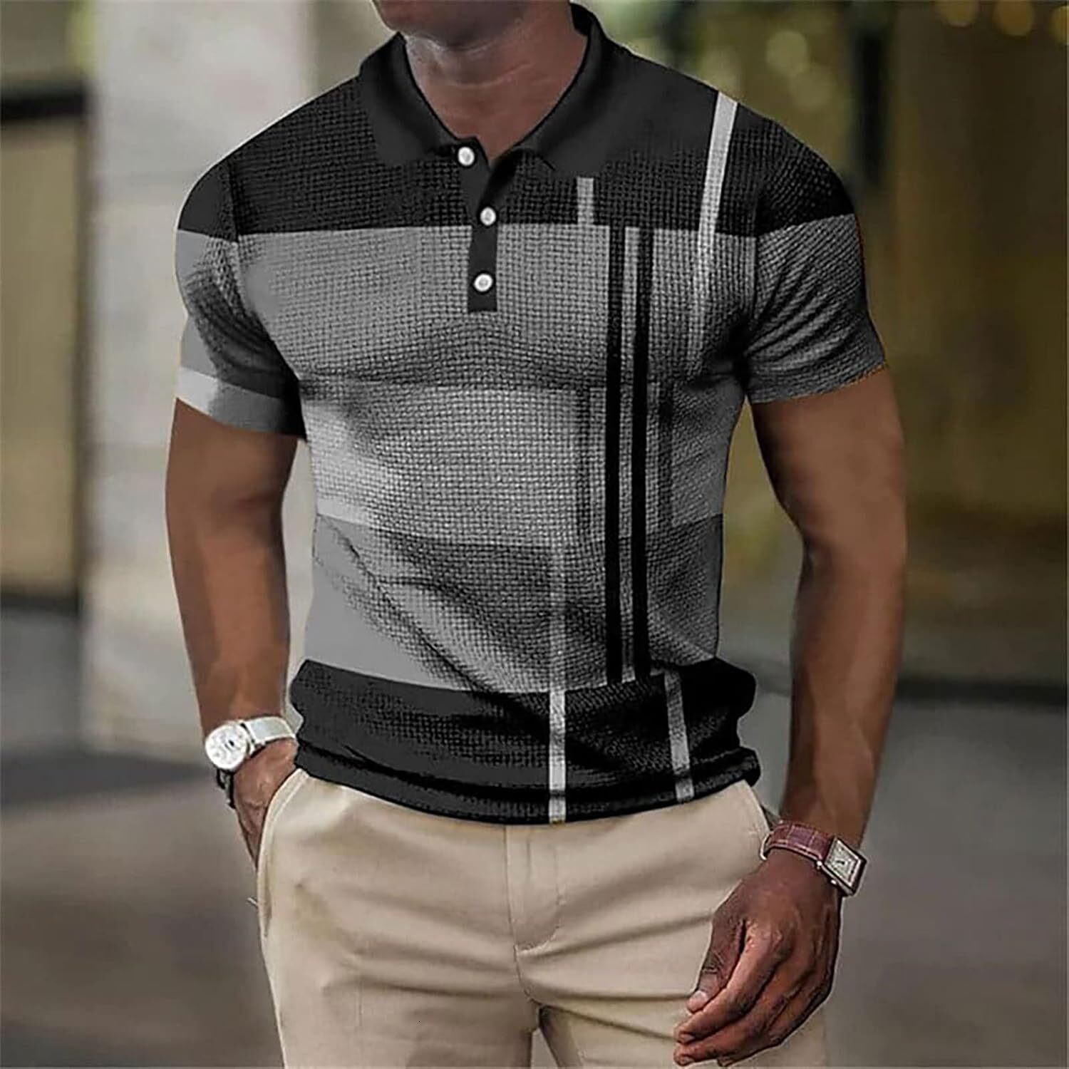 Mens Polo shirt Men's Golf Polo Button-Down Geometry Turndown 3D Print Outdoor Street Short Sleeves Print Shirt Clothing Polos shirts