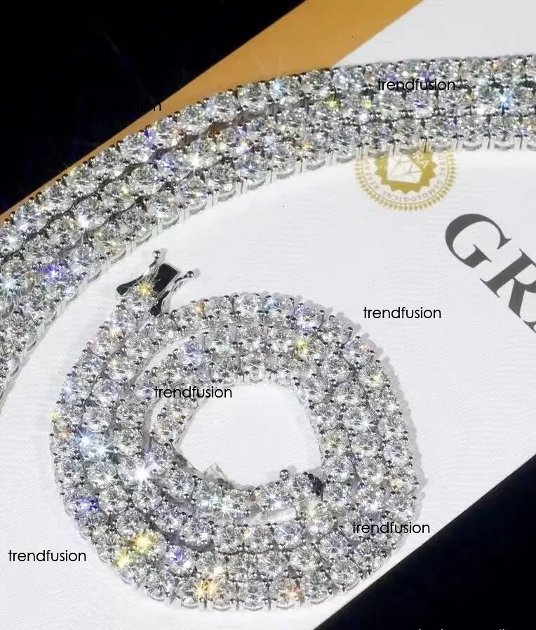 necklace moissanite chain Custom Sier Real White 5mm Moissanite Dia Tennis Gold Chain Necklace