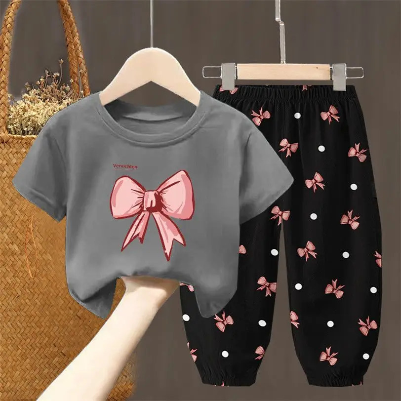 Summer Sets Childrens Clothing Girls Kids Toddler Clothes Cute Fashion T-shirt Top Pants 2PCS Baby Girl Clothes 250515