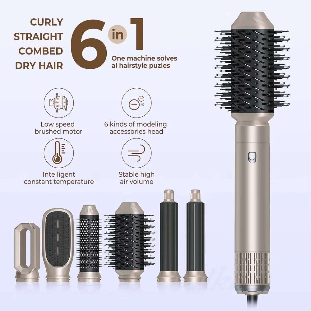 Hair 6 In 1 Comb Curlers With Diffuser Electric Blow Dryer Professional Complete Multifunctional Hot Air Brush