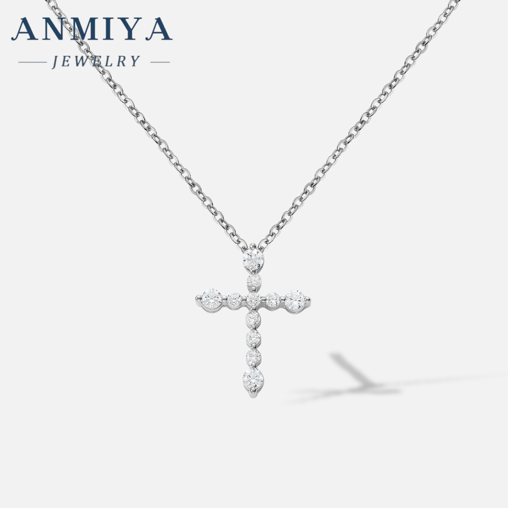 Custom 18k Gold Plated Rhodium Cubic Zirconia Cross Necklace Chain Pendant Unisex