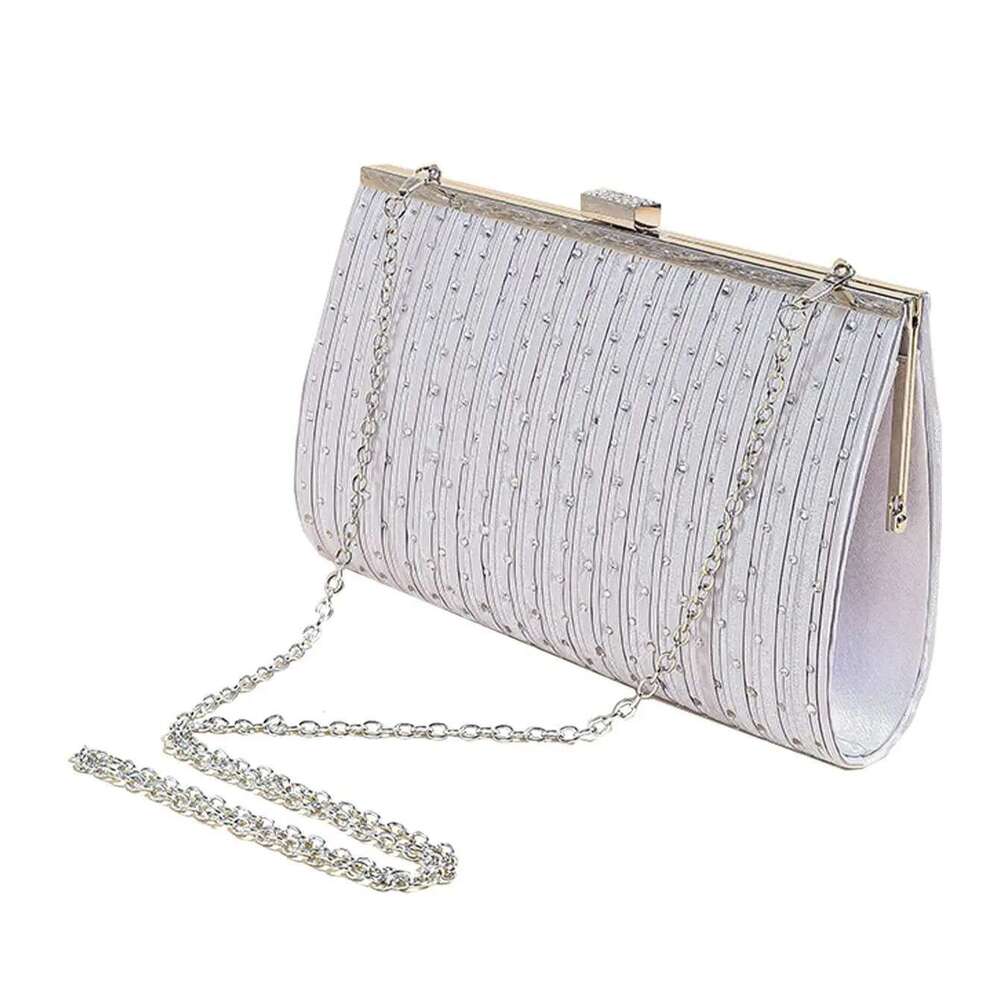 Women's Clutch Wedding Party Sier Evening Large Capacity Simulated Silk Shoulder Bag Fashion Purse