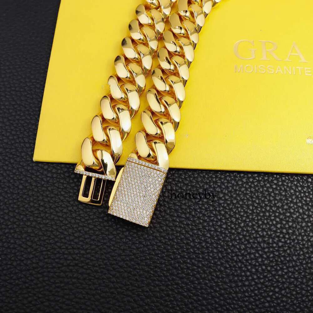 Custom Miami Cuban k Chain 14k Real Gold Plated Iced Out Moissanite Necklace Sier Hip Hop Mossanite Jewelry for Men