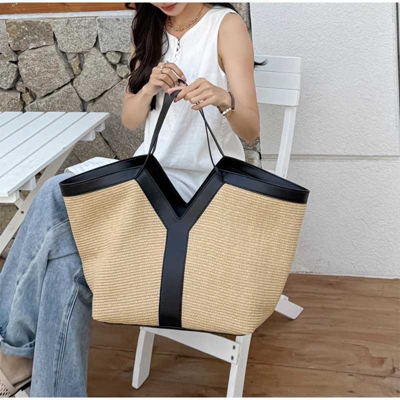 Brand Luxury Designer New Y-shaped Str Tote Bag Large Capacity Shopping Bag Beach Bag Shoder Underarm Bag Woven Wens Bag Z250516
