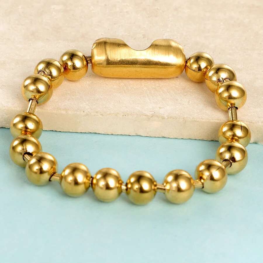 8Mm Stainless Steel Ball Bracelet For Men Women Gold/Sier Color Metal Bead Chain Pulsera Female