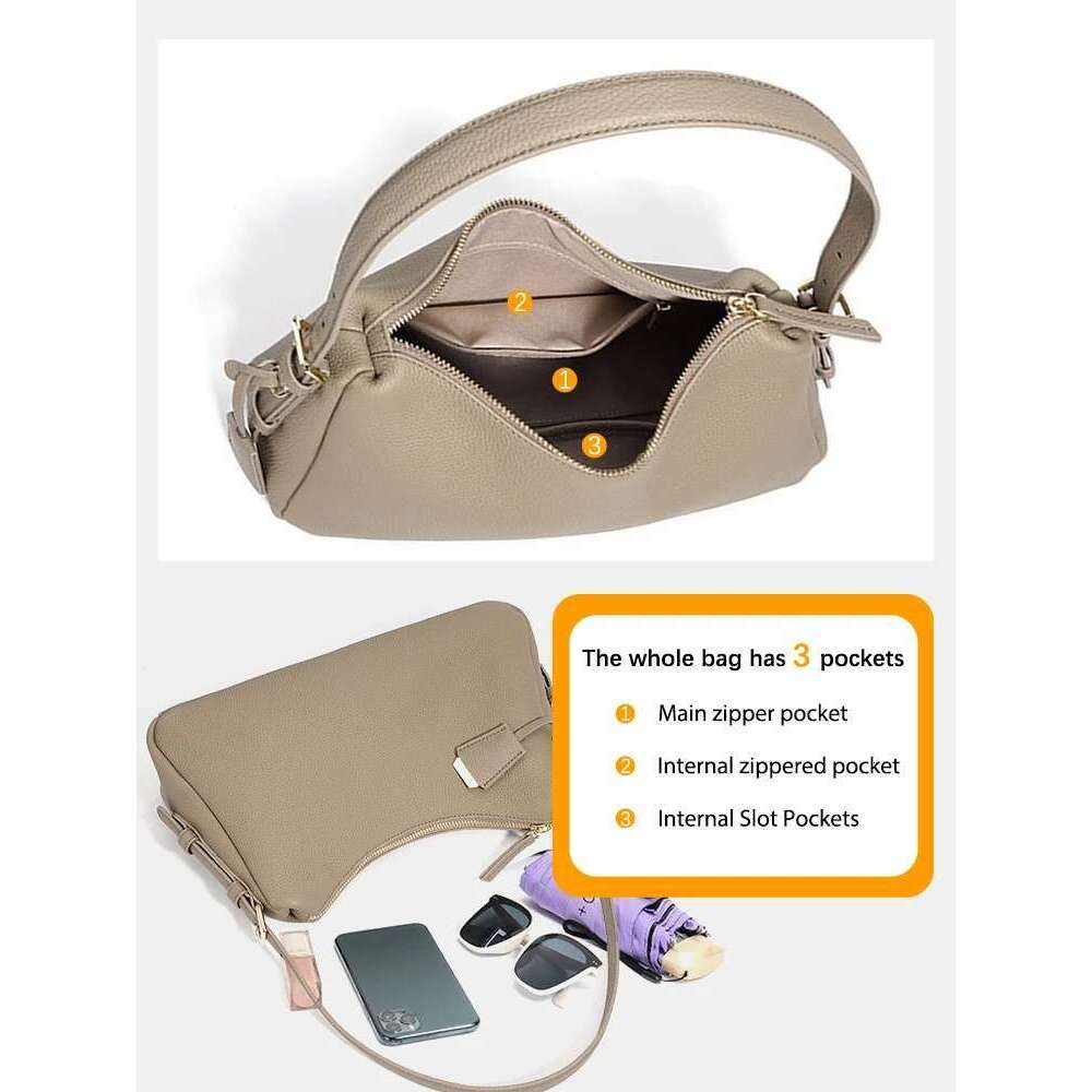 Zency Genuine Leather Satchel Bags For Women Simple Fashion Ladies Underarm Handbag Large Capacity Shoulder Bag 2025 New