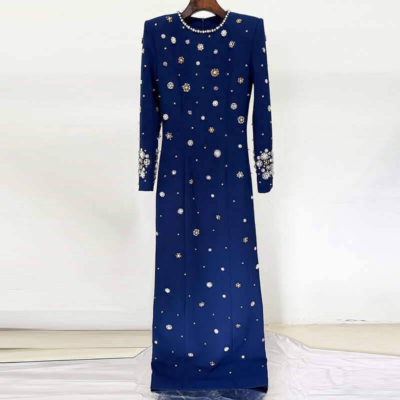 2025 new star fashion heavy industry nail bead inlaid diamond slim fit formal dress long skirt