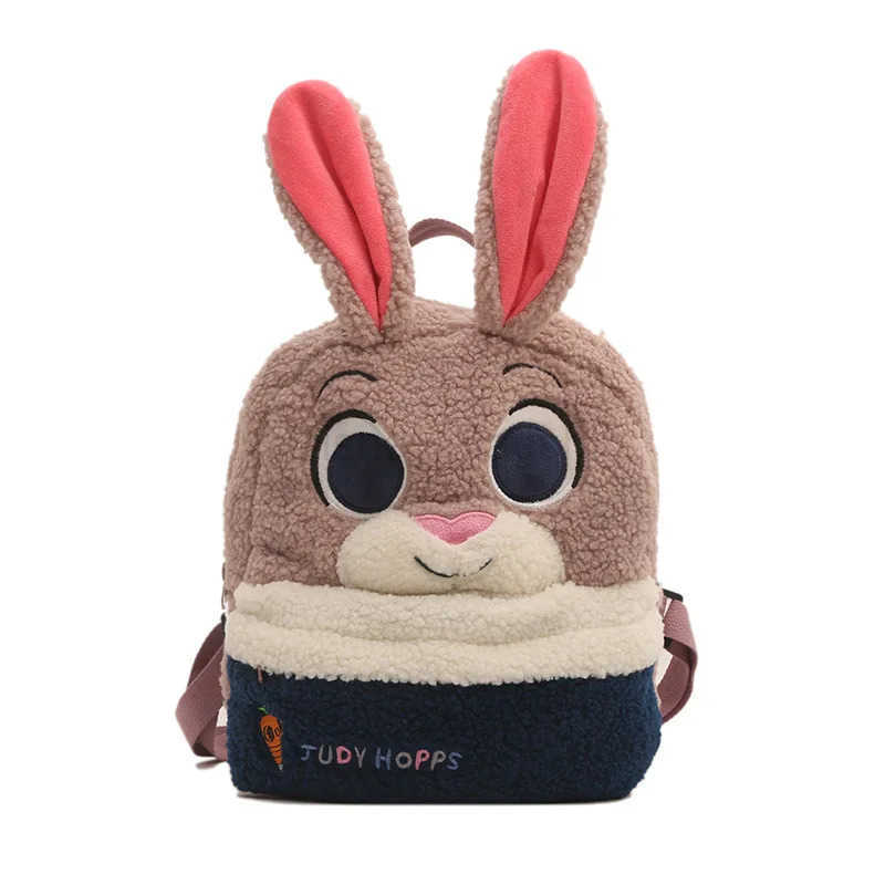 Disney 2024 New Childrens Bag Cartoon Cute Fox Rabbit Plush Backpack Boy and Girl Kindergarten School BagXJ250515