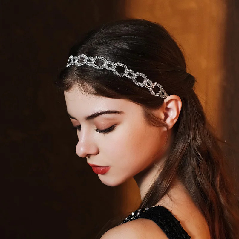 Full Diamond Claw Chain Hairband Classic Stretch Headband For Women and Girls Queens Party Tiara Jewelry Accessories 250509