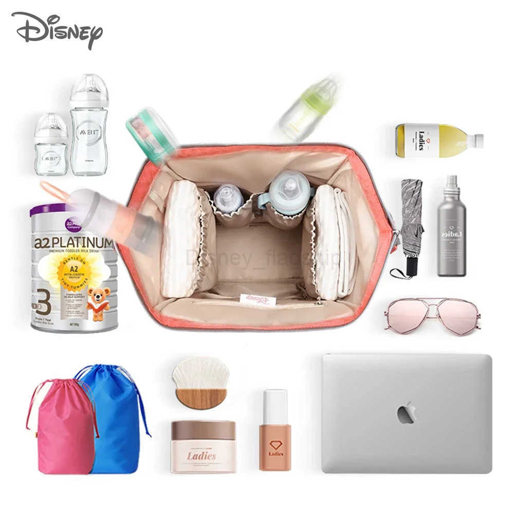 Disney Baby Diaper Backpack Moms Baby Nursing Bag Mother Maternity Nappy Changing Bag Travel Stroller USB Heating Mickey SeriesXJ250515