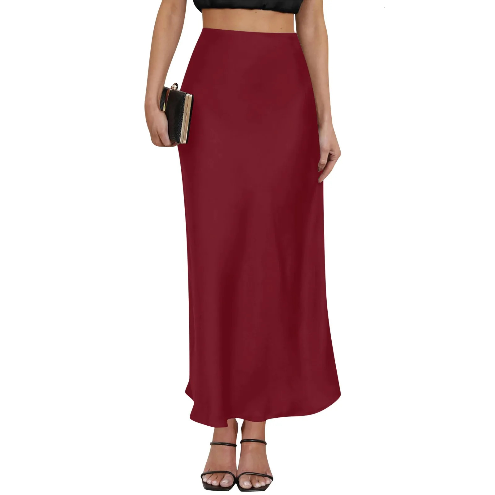 Light Purple Elegant Satin High Waisted Fishtail Skirt Womens Chic Irregular Bag Hip Ruffle Swing Pleated Long 250515