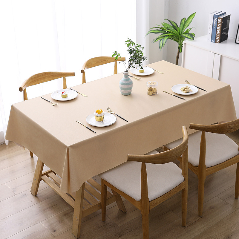 A0910 solid color PVC tablecloth waterproof and oil-proof wash-free simple rectangular home fabric table mat restaurant tablecloth wholesale
