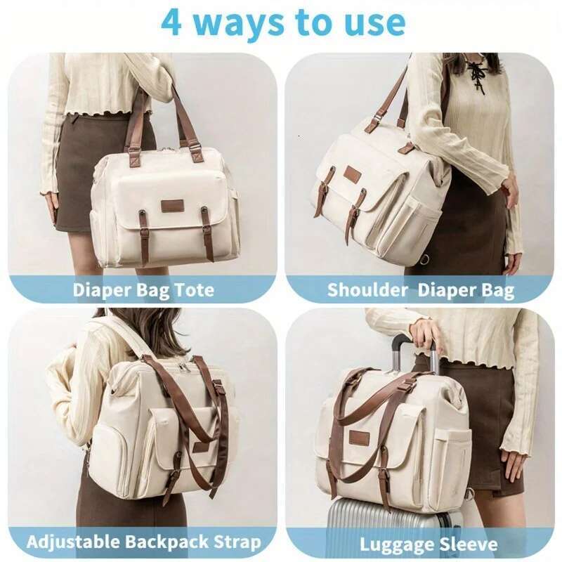 Large Capacity Multifunctional Three Use Diagonal Cross Insulation Mother and Baby Bag Essential for Long-distance Travel
