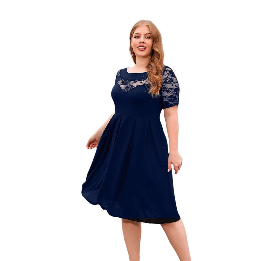 Plus Size Tender Beach Dress Womens Dress Birthday Dress Luxury Dress New Hollowed Out Lace Casual Loose Fitting Vacation Commuting Dress Oversized Wo