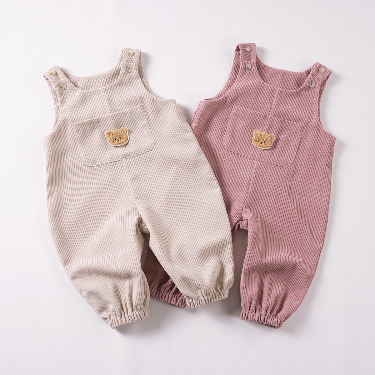 Spring+fall baby jumpsuit, baby clothes, soft corduroy activity button jumpsuit pants, suitable for outing play wear and home wear, comfortable and si